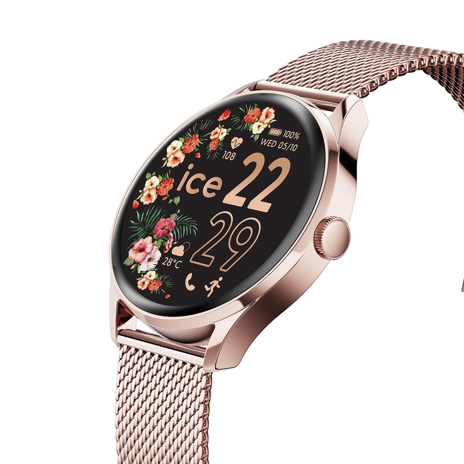 ICE-WATCH – Ice smart 2.0 – Runde Roségold-Smartwatch für Damen mit Metallarmband – 023394 (1,20 Zoll)