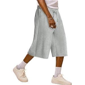 TITOMD Men's Baggy Sweat Shorts Y2K Shorts Long Drawstring Knee Length Athletic Gym Basketball Shorts with Pockets
