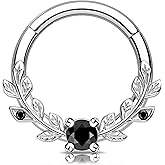 Melighting 16g Vine Septum Ring Jewelry Clear CZ Stainless Steel 316L Daith Earring For Women, Septum Clicker For Men