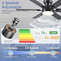 Goniyado 46" Low Profile Ceiling Fans with Lights