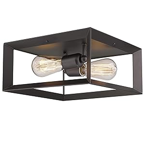 Emliviar 2-Light Ceiling Light, 12" Flush Mount Ceiling Lighting Fixture, Oil Rubbed Bronze Finish, 3040-2 ORB