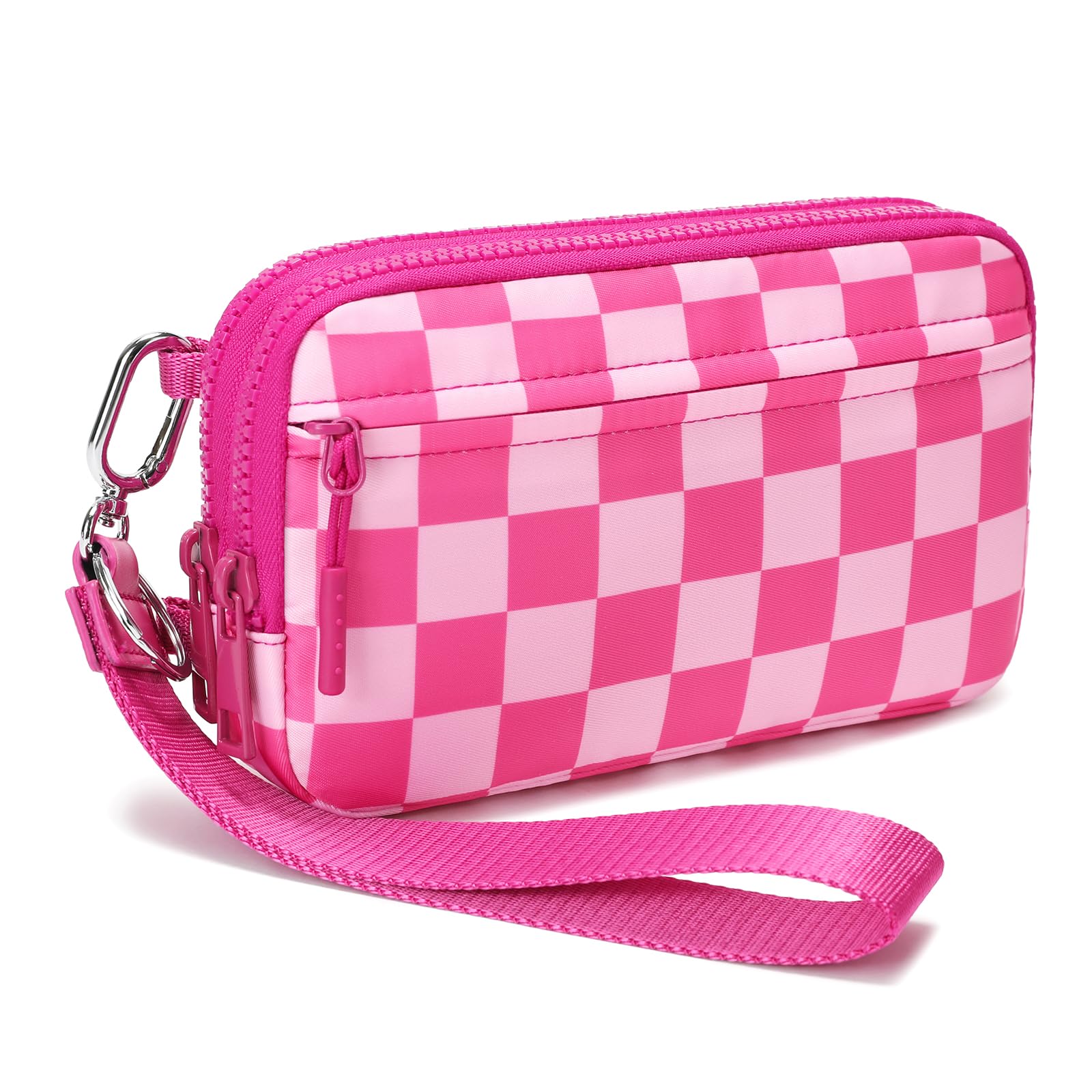 Photo 1 of FODOKO Wristlet wallets for women Nylon Quilted Wallet with 4 Zippers,Travel Credit Card,Holder Cell Phone Organizer,coin purse (rose red)