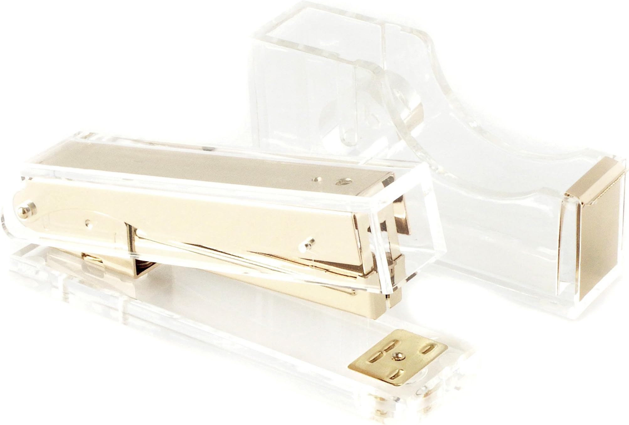 Acrylic Stapler and Tape Dispenser Set, Gold