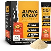 ONNIT Alpha Brain Instant Nootropic Focus Drink Mix, Peach, 30 Packets | Nootropic drink mix packets; L-Theanine, Alpha GPC &amp; B6 support focus, memory &amp; mental clarity; on-the-go brain supplement