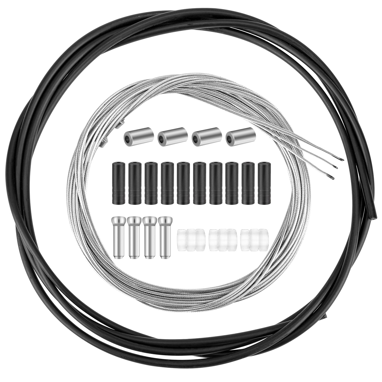 4 Set Bicycle Shifter Cable, Universal Bicycle Brake Cable Kit Professional Stainless Steel Transmission Line Cycling Gear Wire Housing Kit Mountain Road Bike Repair Replacement Accessories