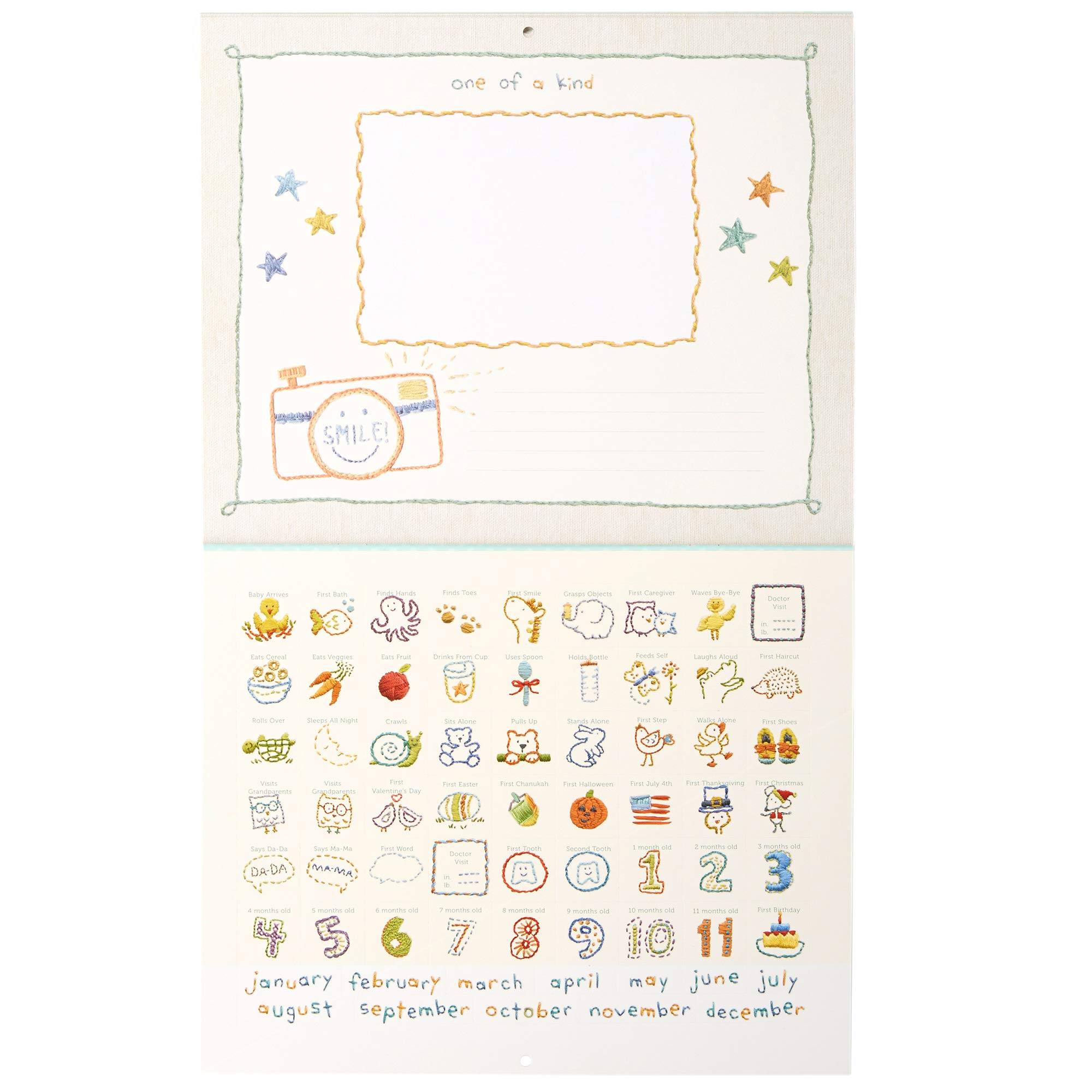 C.R. Gibson Animals 'Hello World' Baby Calendar Baby First Year Tracker, 11'' W x 18'' H