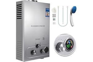 Propane Water Heater, 12L Portable Hot Water Heater, 3.2 GPM Tankless Water Heaters Instant with Digital Display and Overheat
