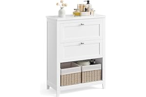 VASAGLE Bathroom Cabinet, Storage Cabinet and Bathroom Organizers, 2 Drawers with 1 Set of Adjustable Divider, 2 Baskets, Sid