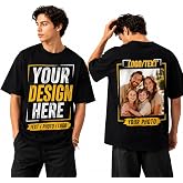 Custom T Shirts for Men Women, Personalized 100% Cotton T-Shirt with Photo Logo and Text, Design Your Own Shirt