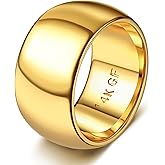Florideco 14K Gold Filled Ring for Women Men Thick Thin Pinky Thumb Ring Wedding Band Ring Non Tarnish Plain Domed Comfort Fit Size 6 to 10