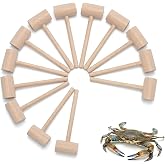 MIHEY 12-Pack Wooden Crab Mallets | Beechwood Seafood Hammers for Cracking Maryland Blue Crabs &amp; Lobster, Durable Wooden Crab Knockers for Seafood Boil