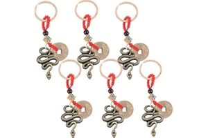 Acewen 6Pcs Snake Keychains 2025 Chinese New Year Snake Keyholder Feng Shui Hanging Pendants for Keys Car Bag Backpack Hanging Decor Lunar Year Zodiac Blessing Souvenir