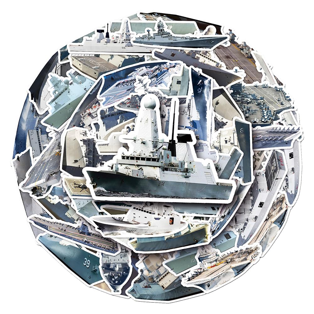 Unique Warship Vinyl Stickers, 50 PCS Waterproof Realistic Ship Decals for Laptops, Scrapbooking, Journals, Notebooks, Water Bottles, Suitcases, Phones & DIY Decor