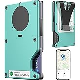 HPSH Air Wallet, Built-in Tracker Slim Wallet, Smart Wallet with Money Clip, Compatible with FindMy Network(iOS Only), Anti-Theft Card Holder, *Gift for Men (Tracker Wallet, Tiffany blue)