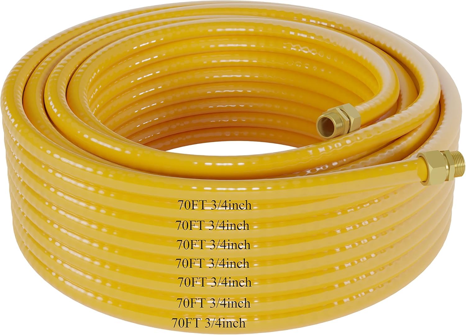 Photo 1 of 70FT CSST Flexible Gas Line, CSST Corrugated Stainless Steel Tubing Pipe, Natural Gas Line Propane Pipe Conversion Kit Grill Hose with 2 Male Adapter Fittings for Stove Dryer (70ft-3/4)