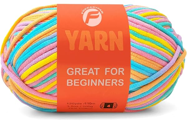 FREEASYFAR 3.5Oz/120yds Pastel Beginner Easy Yarn for Crocheting and Knitting;Worsted-Weight Medium #4;Cotton Blend Yarn for Beginners Amigurumi DIY(Coral,1 Skein)