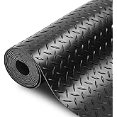 SEAL 4 x 6 Ft Premium Garage Floor Mat, Solid 2.8mm Thickened Black Commercial Grade Heavy Duty Parking Mat for Garage Floor, Golf Cart, Water/Stain Resistant Floor Runner (Embossed Diamond Plate)