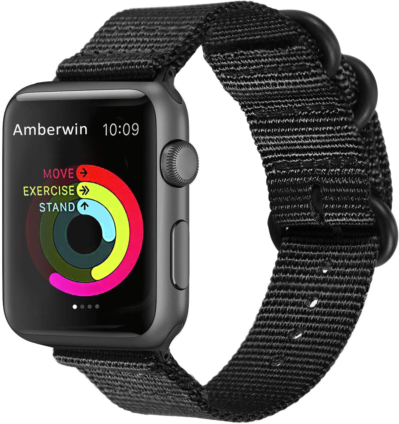 Amberwin Compatible for Apple Watch Band 44mm 42mm 40mm 38mm, Nylon NATO iWatch Band Replacement Strap for Apple Watch SE Series 6/5/4/3/2/1