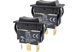 SONZROD 2-Pack HY60C 3-Pin Rocker Switch (ON-Off-ON) 20A/125V~ 15A/277V Heavy-Duty Switch for Motors, Tools & Industrial Equipment