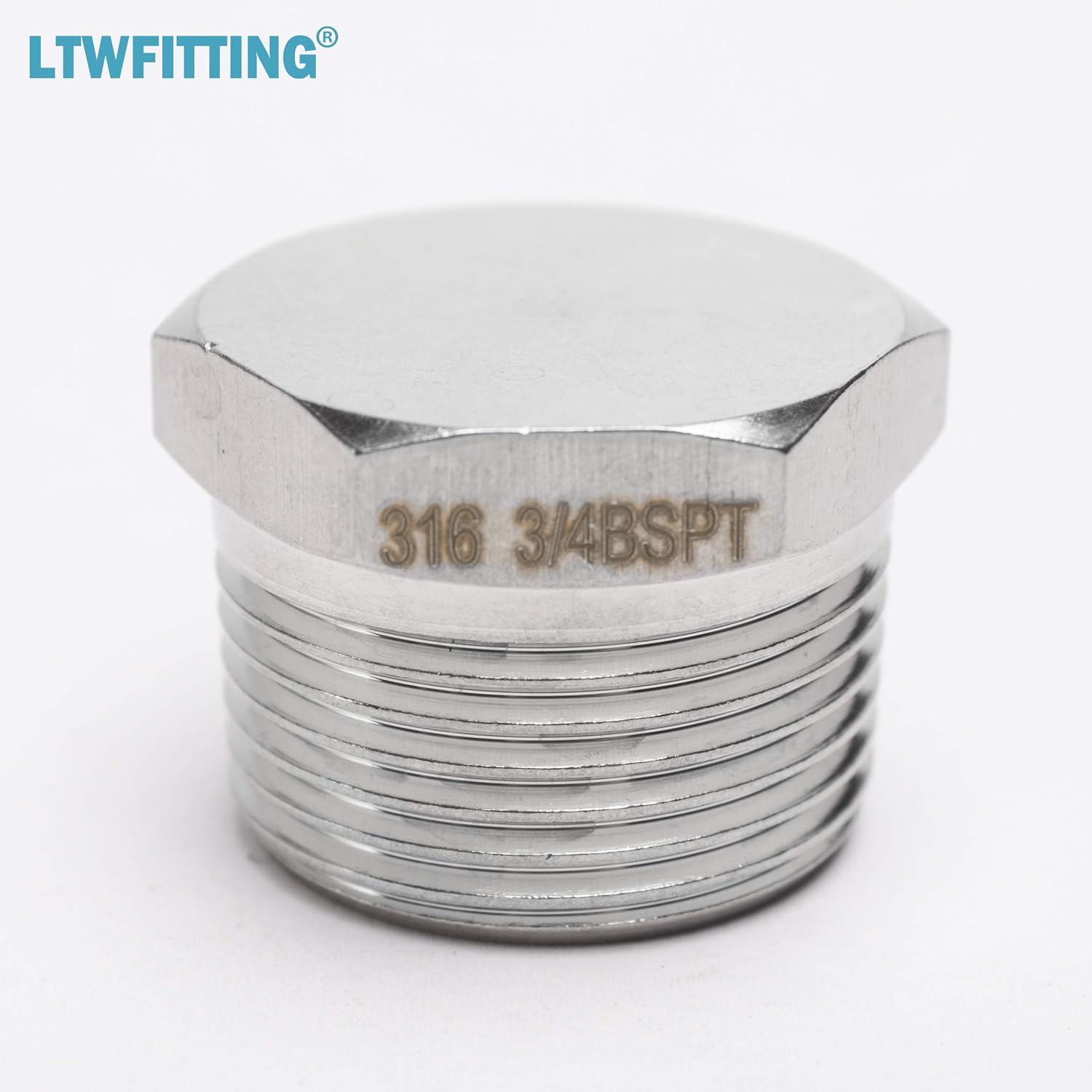 LTWFITTING Stainless Steel 316 Pipe Hex Head Plug Fitting 3/4-Inch Male ...