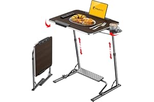 FoldWise Upgraded Folding TV Tray Table - Extra Large & Sturdy Laptop Table for Couch, Height & Angle Adjustable Desk for Dinner, Work & TV - Includes Footrest, Cup Holder, iPad Holder & Edge Stopper