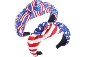 ONENINEDREAM Fourth of July Headband Patriotic Knotted Hairband for Women American Flag Hairbands USA Star Headbands July 4th Accessories Red Blue White Headbands for Girls
