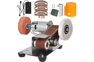 LAIWOO Mini Belt Sander, 15 Degree Electric Belt Sander, 7 Adjustable Speed Mini Bench Belt Grinder for Metal Working, Knife Making and DIY Woodworking