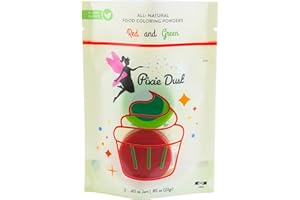 All Natural Holiday Red and Green Food Coloring Powders Set | Perfect for cake decorating, cookie Frosting, Icing & Drinks | Dye Free, Plant-Based, Kosher, Flavorless | No Carmine, No Annatto | By Pixie Dust | 2 Jars (0.40 oz / 11g Each) 22gr Total
