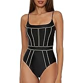 Becca Womens Color Sheen One Piece Swimsuit, Sexy Satin, Bathing Suits for Women