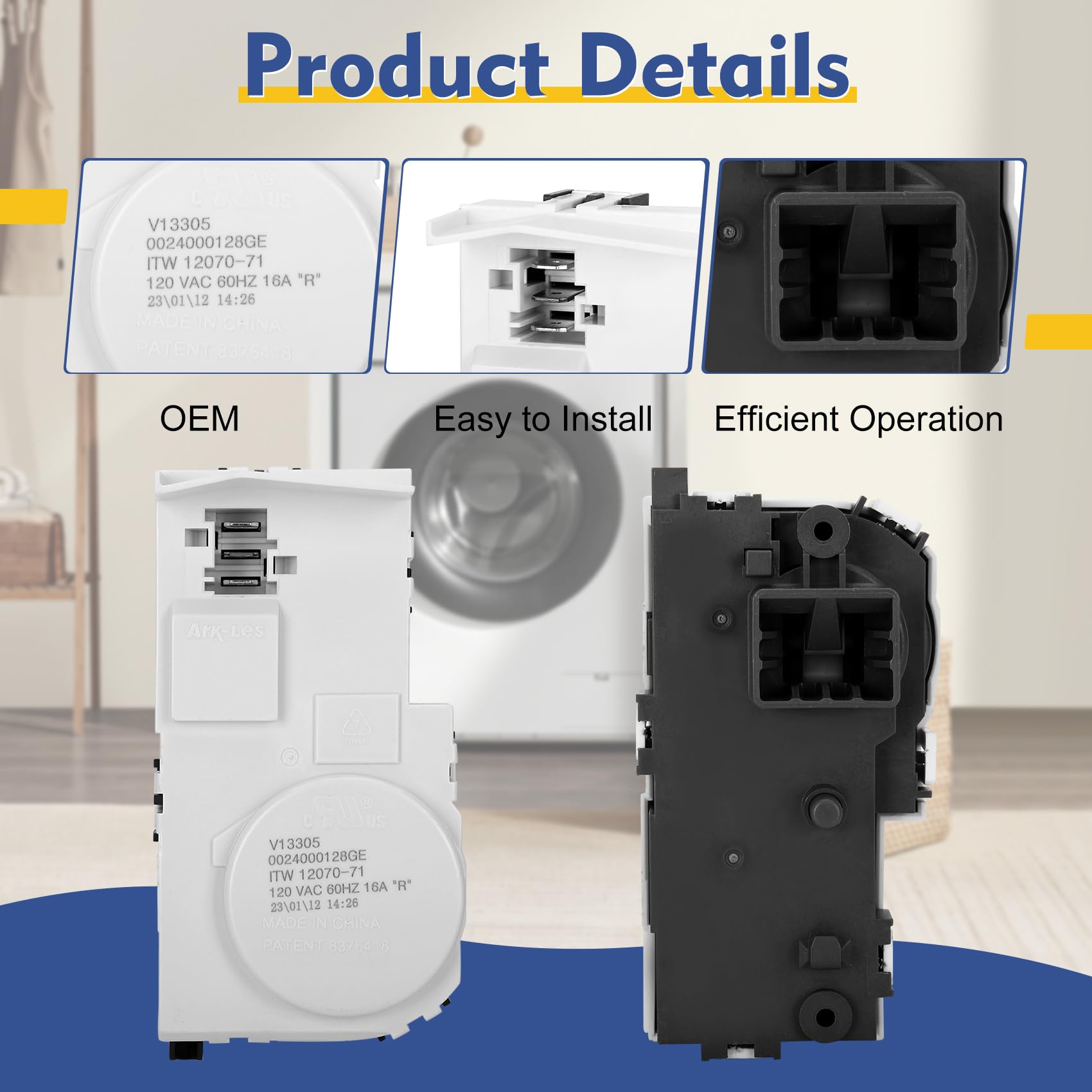 Upgrade WH01X29528 Washer Door Lock (OEM) Compatible with ge Washing Machine, Replacement AP6985313, EAP12749276, 4958749, PS12749276, PD00060769. 3-Year Warranty