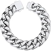 ChainsHouse Stainless Steel Cuban Link Bracelet for Men, 5mm/7mm/9mm/12mm Width, 7.5"/8.3"/9" Length, Black/18K Gold Plated Chain Wrist Bracelets for Men, with Gift Box