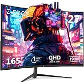 Z-Edge 27-inch Curved Gaming Monitor 16:9 2560x1440 165/144Hz 1ms Frameless LED Gaming Monitor, UG27Q AMD Freesync Premium Di