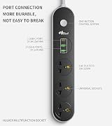 Hulker 3 Way Extension Lead 3 USB Type C UK Universal Socket 1.6M Cord 3250W view 2