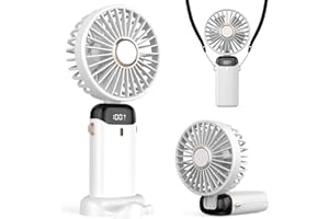Rechargeable Portable Handheld Fan,5000mAh Battery Operated Mini Fan,5 Speeds and LED Display,Long Lasting Desk Fan for Offic