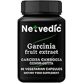 Netvedic Garcinia Cambogia Fruit Extract Capsules | 90 Veg Caps 400mg | Natural Healthy Lipid Metabolism, Detox, Energy & Immune Support | Non-GMO Gluten Free | Ayurvedic Supplement | 45 Days Supply