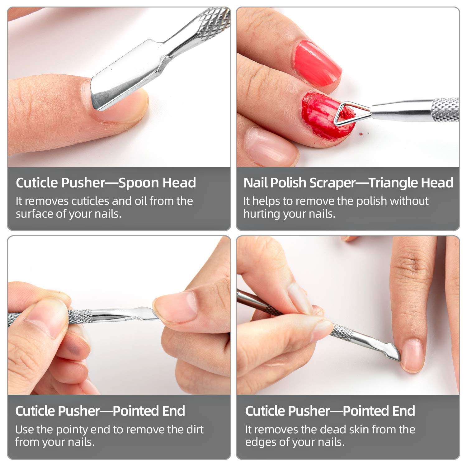 Cuticle Trimmer with Cuticle Pusher, Salon Level Cuticle Remover Cuticle Nippers, Professional Stainless Steel Cuticle Cutter, Perfect Pedicure Manicure Tools for Nails, By XIPOO: Beauty