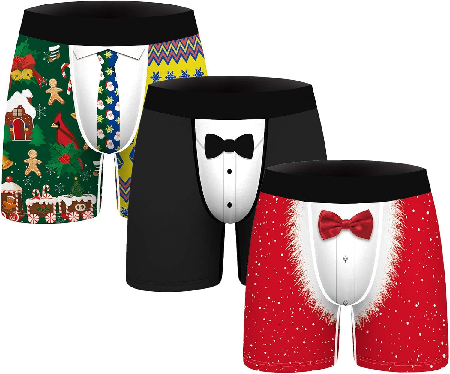 Buy GLUDEAR Men's 3Pack Funny Ugly Christmas Boxers Novelty Humorous