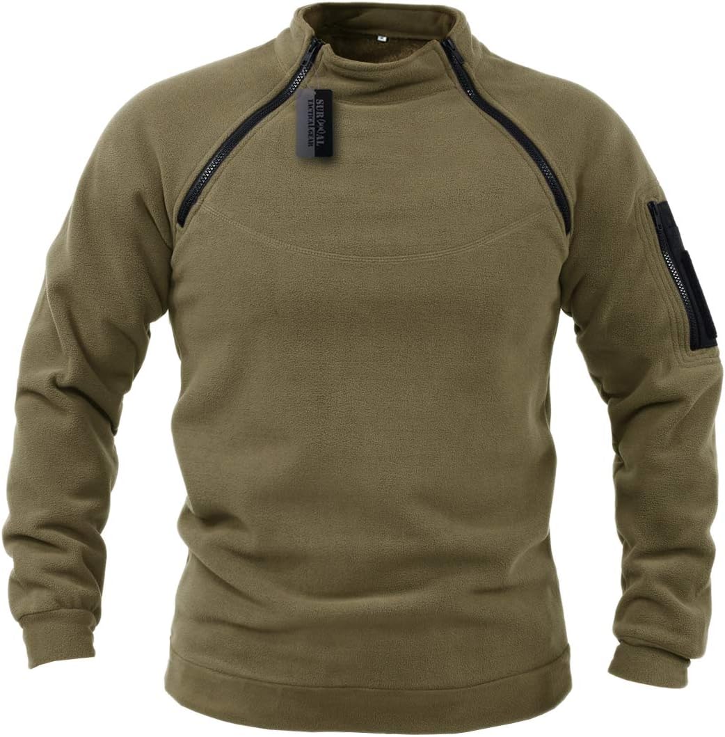 ZAPT Tactical Fleece Jacket Military Polartec Thermal Pro Thick Warm Tech Fleece (XL, Coyote Brown)