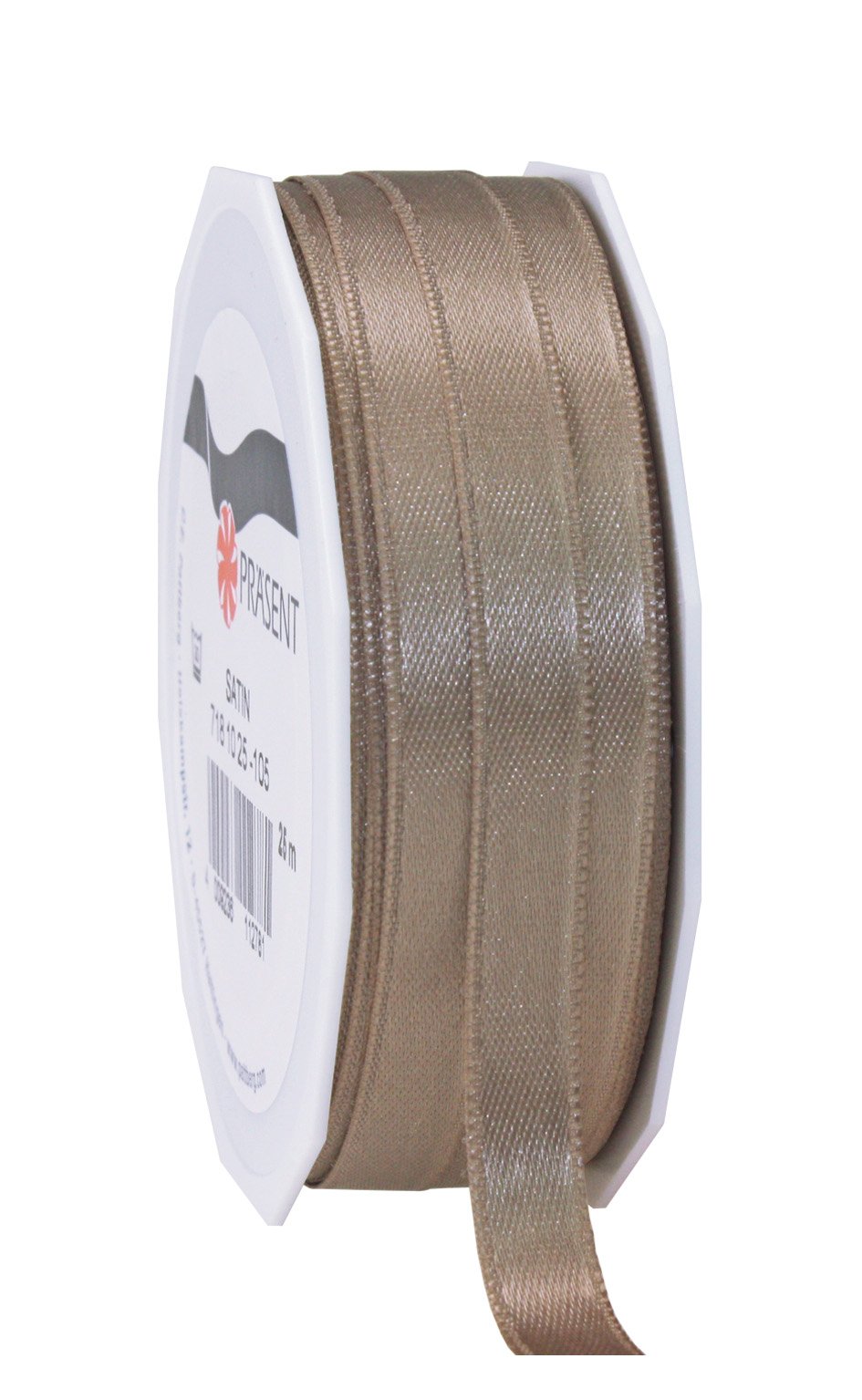 C.E. Pattberg SATIN taupe gift ribbon, 27 yards for Wrapping Gifts, 0.39 inches width, Ribbon for Decorating & Crafting, Decorative Ribbon for Gifts, for every occasion — image 1
