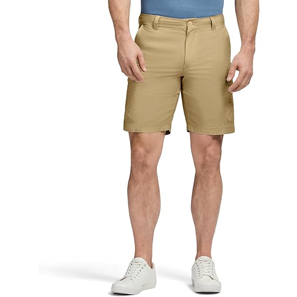 IZOD Mens Khaki Anchor Print Shorts 34W Cedarwood beige at Amazon