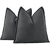 MADIZZ Textured Chenille Throw Pillow Covers Set of 2 Super Soft Decorative Pillow Covers Boho Cushion Covers Modern Pillowcases Farmhouse Home Decor for Sofa Bedroom 18x18 inch Dark Grey