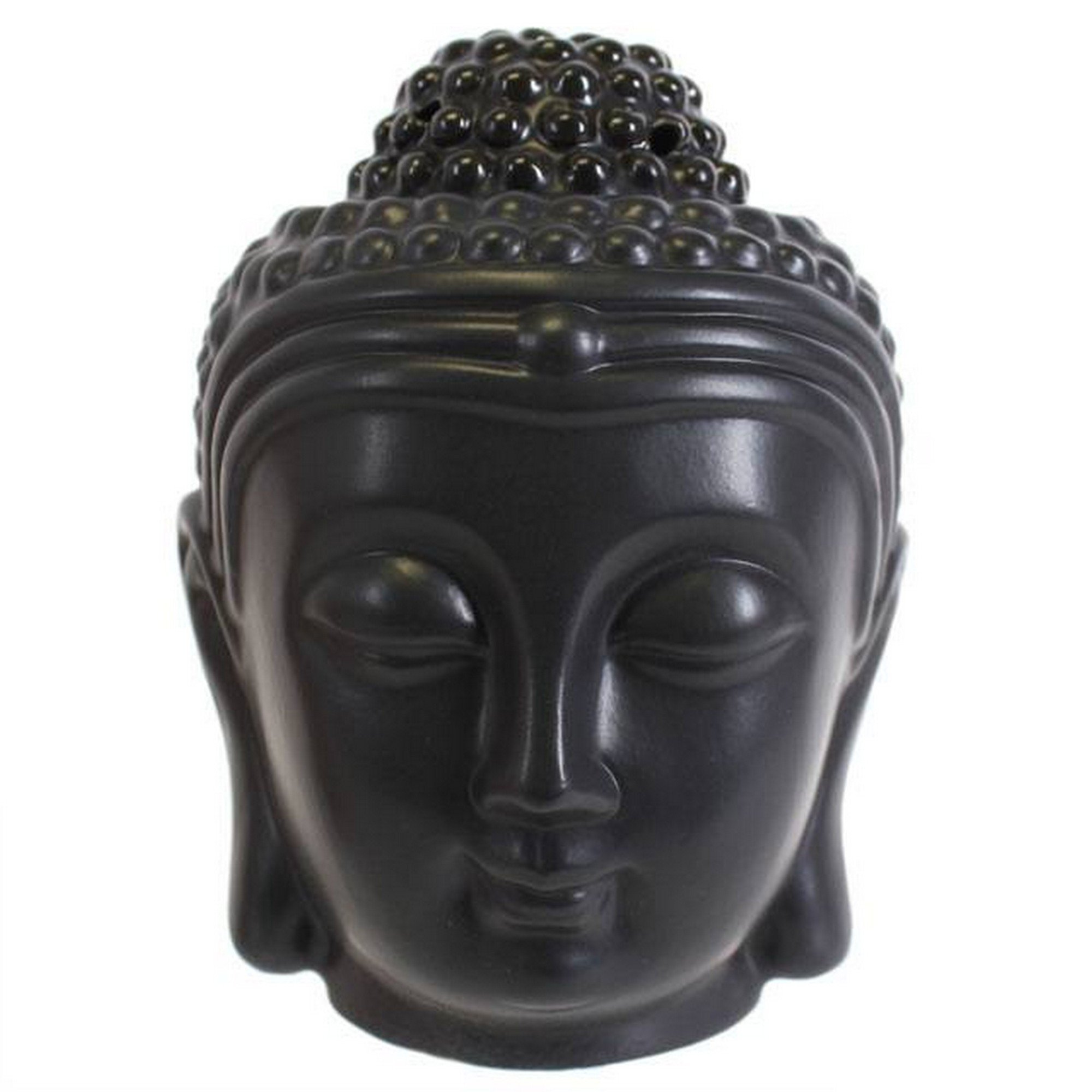 Stunning White Ceramic Buddha Head Oil Burner - 13cm x 10.5cm (1 Pc.) - Unique Oil Diffuser Design & Ambiance Enhancer - Great for Home & Office Decor