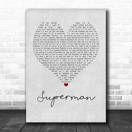 Citation De Superman En Forme De Cœur Avec Paroles De Chanson Gris Amazon Fr Fournitures De Bureau