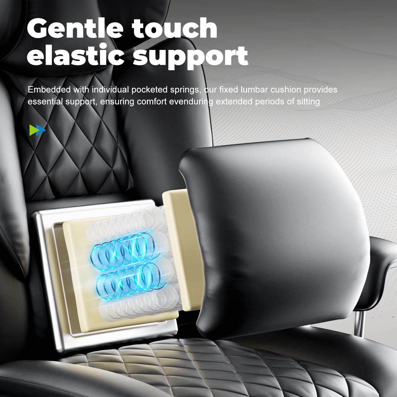 COMHOMA Big and Tall Office Chair, High Back Leather Gaming Chair with Footrest, Executive Ergonomic Office Chair with Pocket Spring Lumbar Support and with Outward Fixed Soft Armrests - Image 3