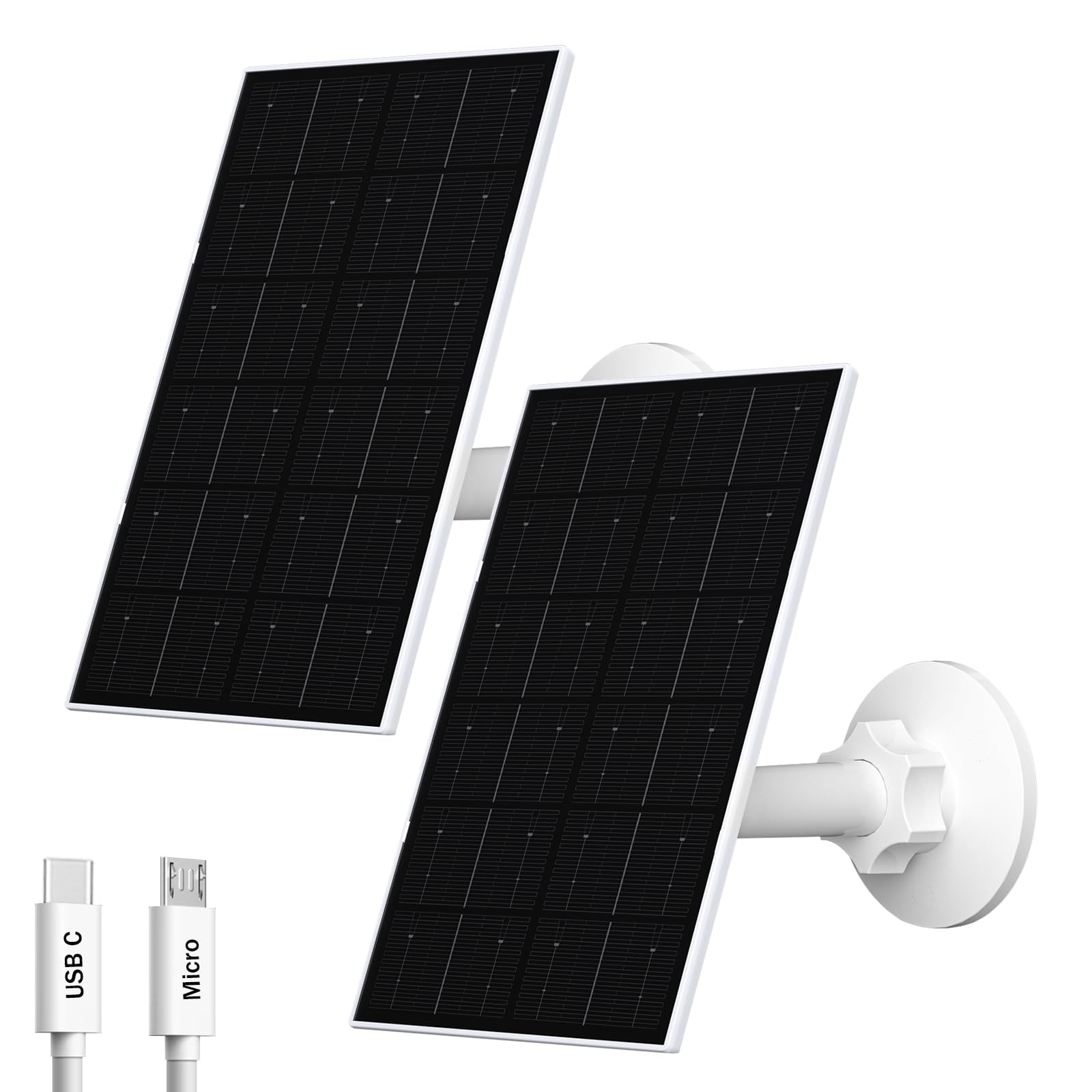Photo 1 of Zivif USB Solar Panel for Security Camera, 4W Solar Charger for Rechargeable Battery Camera, IP66 Waterproof, 360° Adjustable Mount, 9.8FT/3M Cable, 2 Pack
