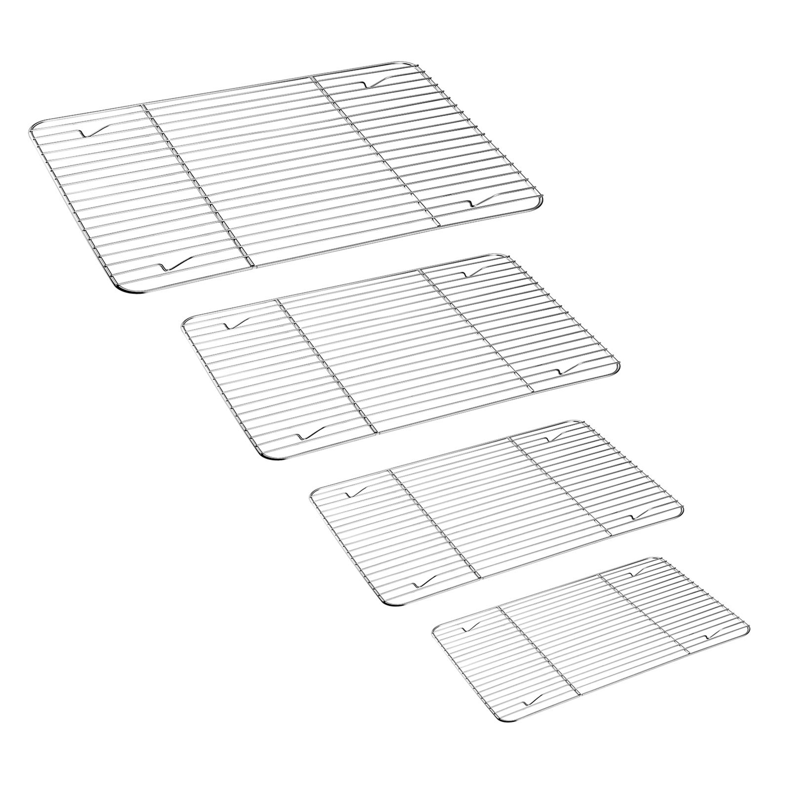 Grill Rack Set of 4, Stainless Steel Wire Rack for Roasting, Baking, Grilling, Cooling, Rust Free & Oven Safe, Various Size & Multi-Purpose, Dishwasher Safe