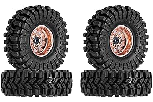 INJORA 1.0 Beadlock Wheel Tires Set -3.78mm Offset Wheel Rims for 1/18 1/24 RC Crawler Car Axial SCX24 FMS FCX24 TRX4M,Rose(W