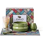 7 Pcs Matcha Kit, Matcha Bowl with Spout, Bamboo Whisk And Scoop, Ceramic Holder And Scoop Rest, Stainless Steel Sifter, Tea Towel. Speckled Green Glaze Matcha Whisk Set for Beginners And Gifting