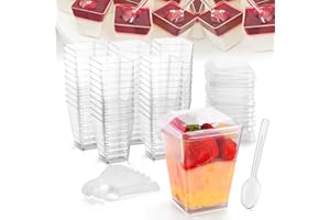 WEST STORY 50 Packs 5oz Clear Dessert Cups with Lids and Spoons, Single Serving Parfait Cups with Lids for Party Appertizer, 