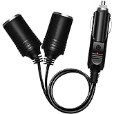 Chanzon 7in 12V 24V 1 to 2 Cigarette Lighter Splitter Adapter Dual Port | 18AWG UL Wire 15A Fuse Heavy Duty Pure Copper Direct Car Battery Connection Plug Play Versatile Dash Cam Air Pump Charger